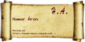Hamar Áron névjegykártya